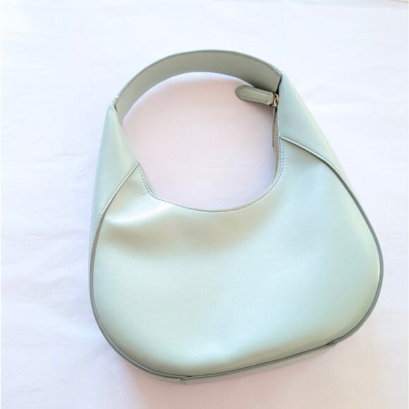 STELLA MCCARTNEY Mint Green Small Perforated Vegan Leather Hobo Bag with Logo - Picture 2 of 11
